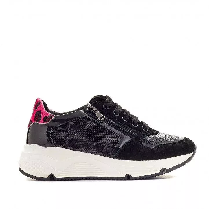 Zapatillas deporte QUETS! negras con parte trasera rosa