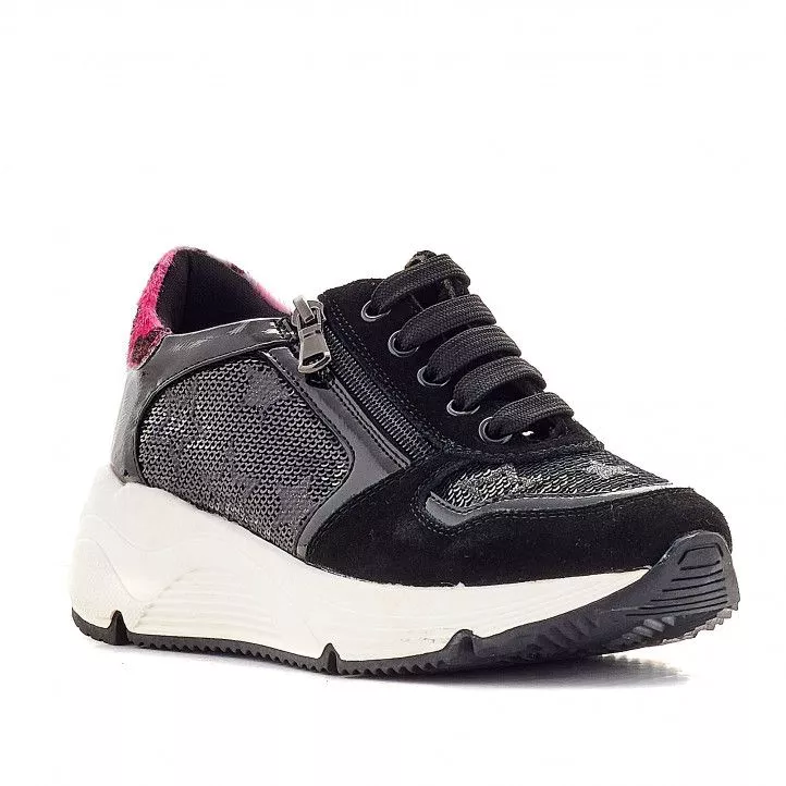 Zapatillas deporte QUETS! negras con parte trasera rosa