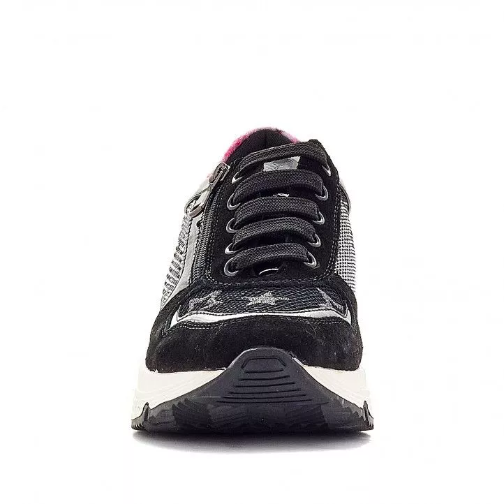 Zapatillas deporte QUETS! negras con parte trasera rosa