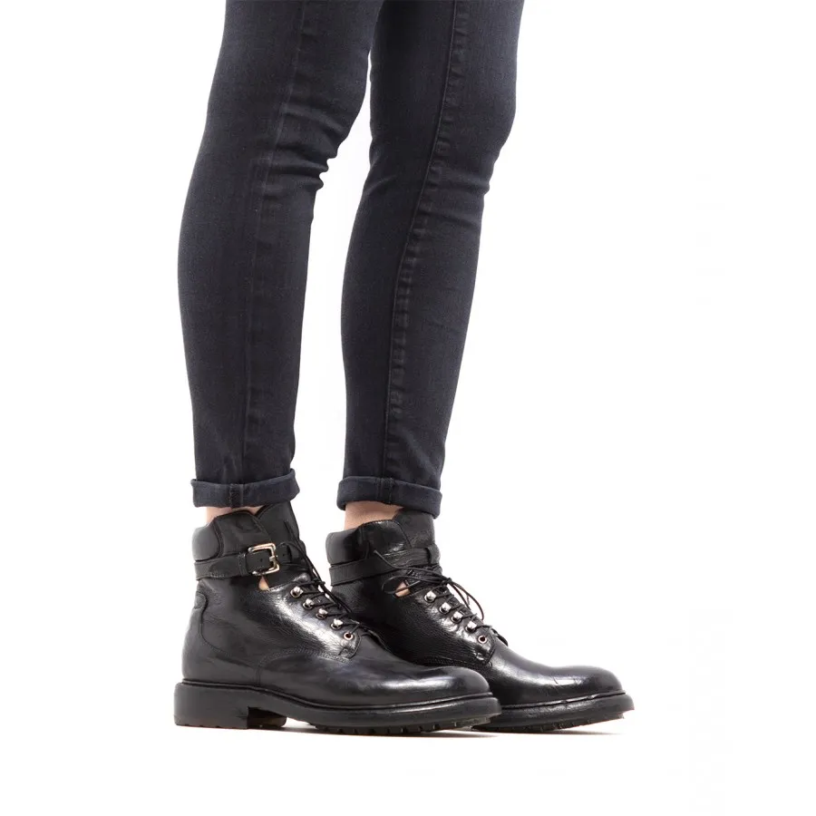 Zapatos Botas Mujer PREVENTI Concetta Negro Cuero Negro