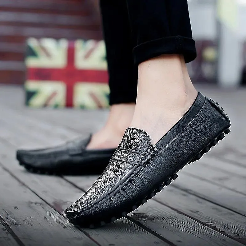 Zapatos De Cuero Genuino De Hombre Marca De Lujo Mocasines Casuales Italianos Mocasines Transpirable Slip On Zapatos Náuticos Ne