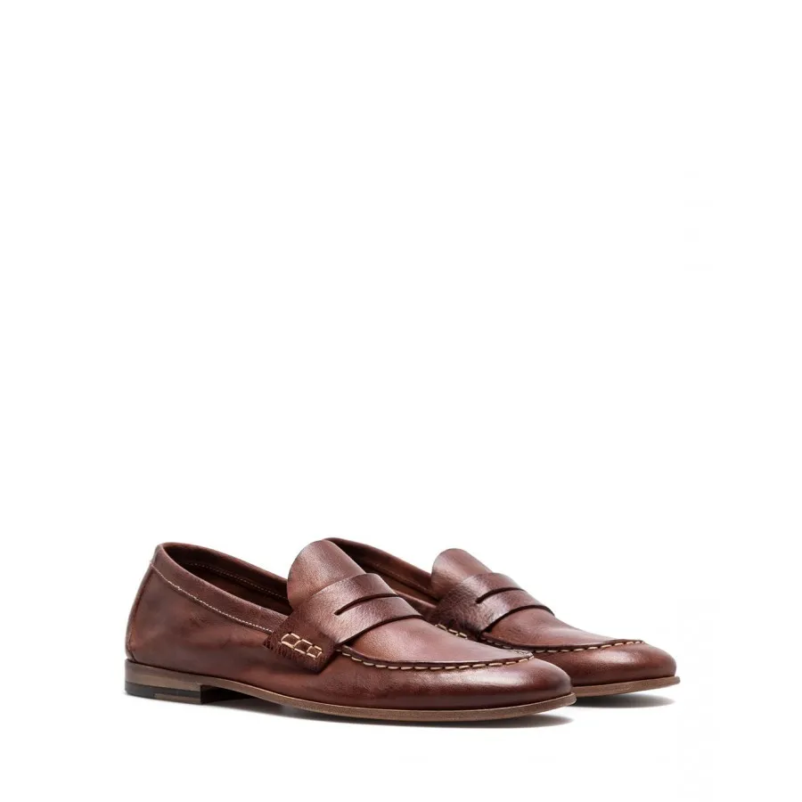 Zapatos Mocasines Hombres PREVENTI Ascanio Mexico Ruggine Cuero Marron