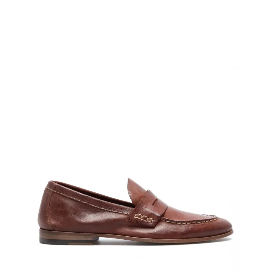 Zapatos Mocasines Hombres PREVENTI Ascanio Mexico Ruggine Cuero Marron