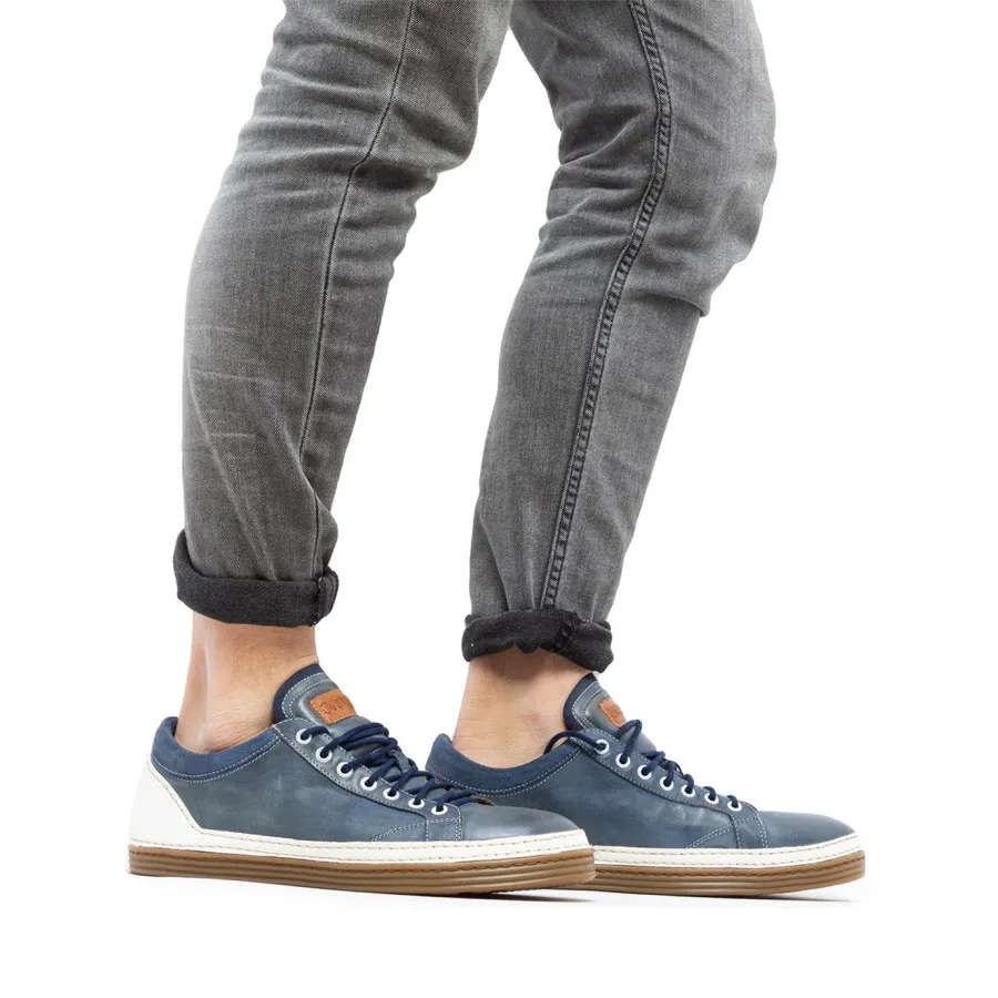 Zapatos Sneakers Hombres PREVENTI Mattias Cav Tin Blu Cuero Azul
